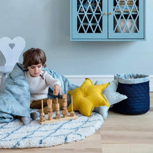 Load image into Gallery viewer, Cam Cam Circular Wool Rug in Harlequin Petrol