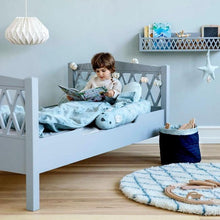Load image into Gallery viewer, Cam Cam Circular Wool Rug in Harlequin Petrol