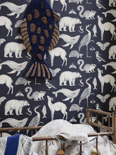 Load image into Gallery viewer, Ferm Living Katie Scott Wallpaper - Animals Dark Blue