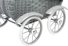 Load image into Gallery viewer, Grey Wicker Dolls Pram