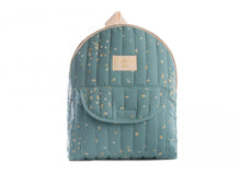 Load image into Gallery viewer, Nobodinoz Cool Kid Backpack in Gold Confetti / Magic Green (Large)