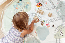 Load image into Gallery viewer, Play and Go Toy Bag - Fantasy Train Map / Bears