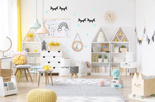 Load image into Gallery viewer, Pom Le Bon Homme Sleepy Eyes wall transfers in Black and Sky Blue (Large)