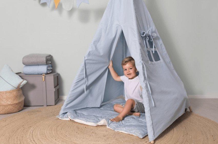 tipi tent little dutch Little Dutch Teepee Blue (Incl. Bunting & Playmat) – scandiborndkopa.co.uk