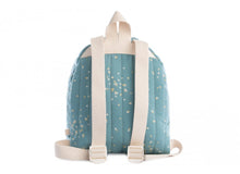 Load image into Gallery viewer, Nobodinoz Cool Kid Backpack in Gold Confetti / Magic Green (Large)
