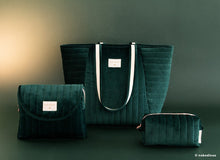 Load image into Gallery viewer, Nobodinoz Savanna Velvet Maternity Bag in Jungle Green
