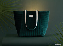 Load image into Gallery viewer, Nobodinoz Savanna Velvet Maternity Bag in Jungle Green
