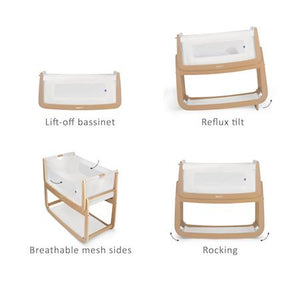 SnuzPod 3 - Bedside Crib 3 in 1 in Natural (with mattress)