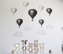 Load image into Gallery viewer, Stickstay Three Balloons wall transfer in light grey
